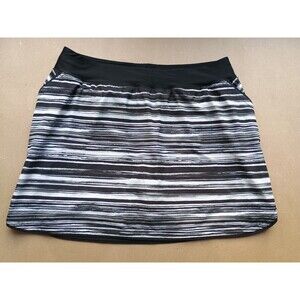 Lands End Sz 20W Black White Stripe Quick Dry Board Skort Swim Skirt Bottom